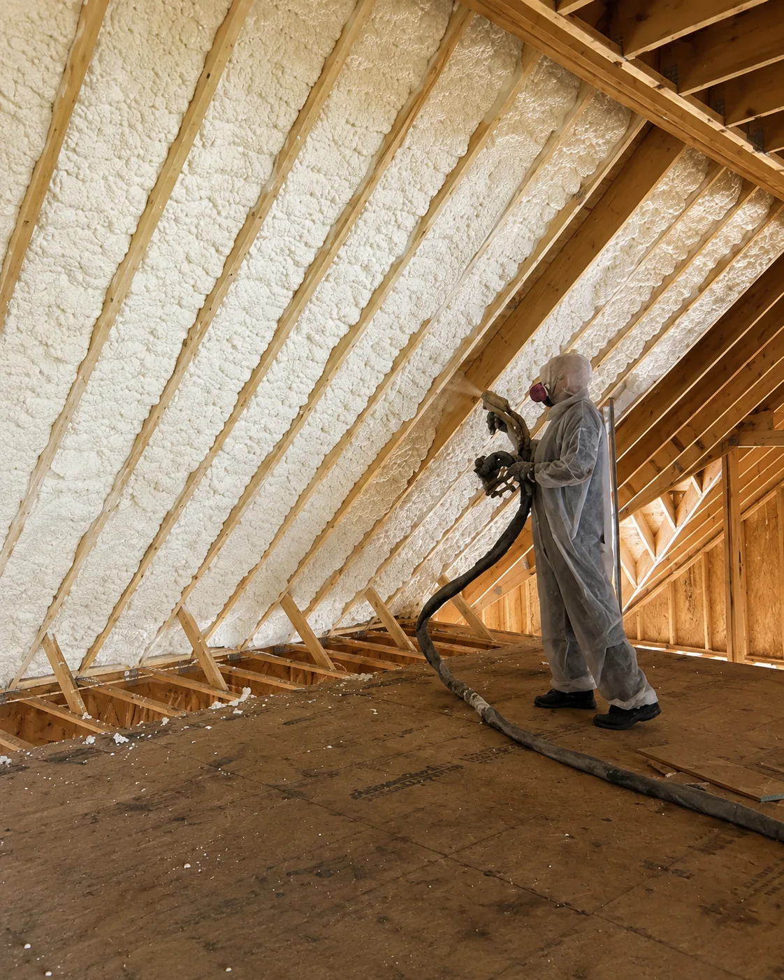 Open Cell Spray Foam Insulation Application